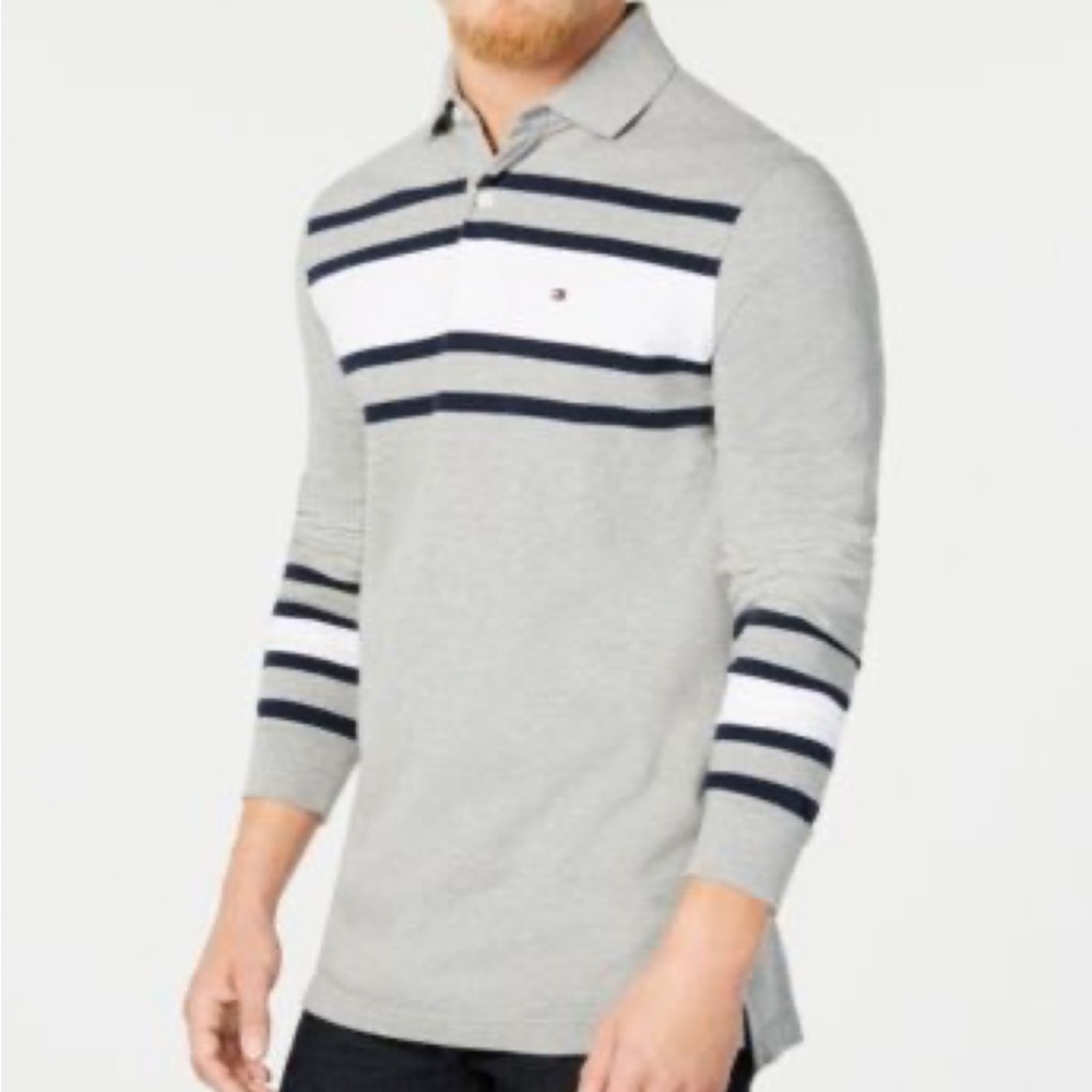 Tommy Hilfiger Lewiston Long Sleeve Striped Polo Shirt Size Small
